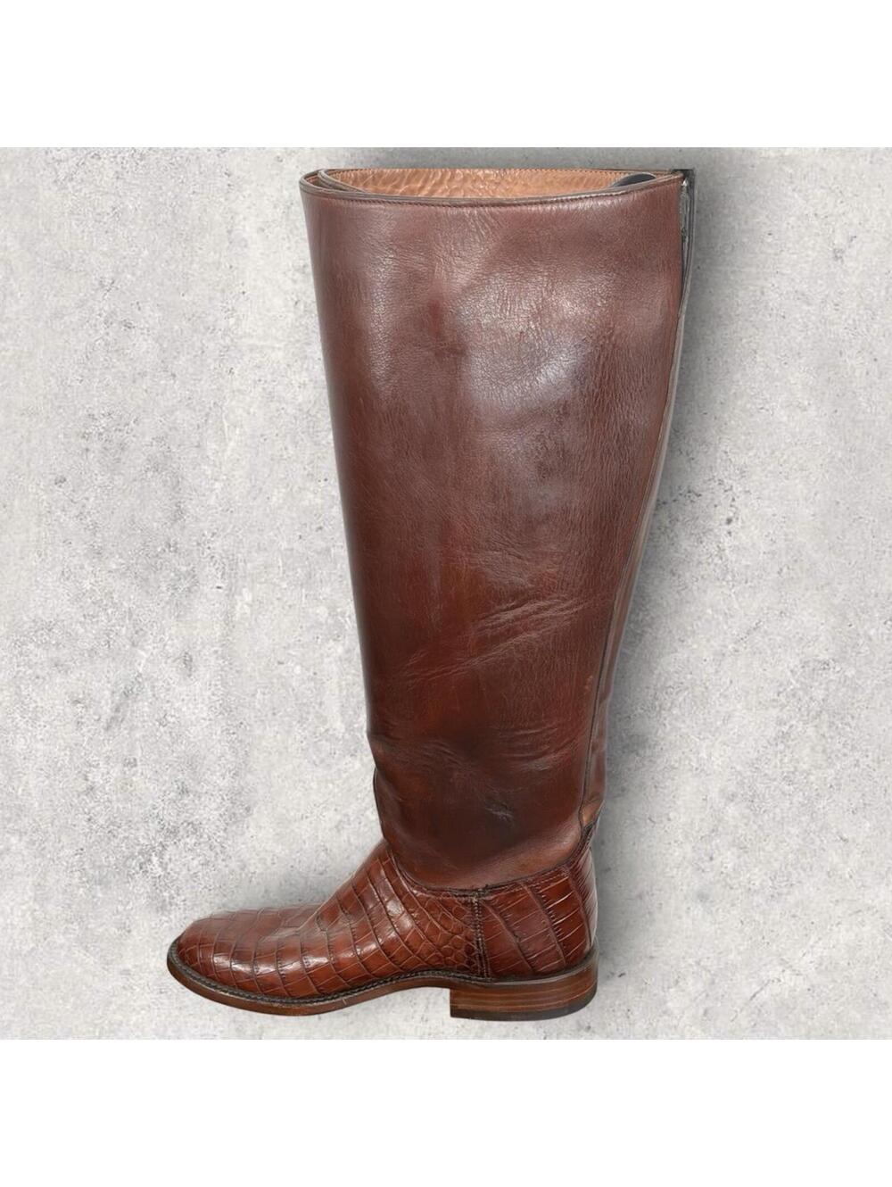 LUCCHESE CLARK POLO RIDING BOOTS WITH NILE CROCODILE BELLY GY4900 SZ 8.5 $3199 - Picture 5 of 10